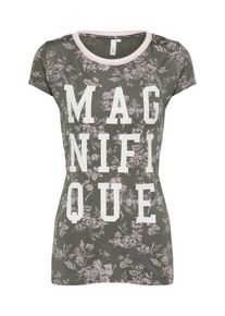 Q/S Designed By, Damen T-Shirt, Khaki / Wei&szlig;