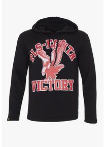 PLUS EIGHTEEN, Herren Kapuzenpullover, Hellrot / Schwarz