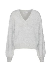 NA-KD, Damen Pullover 'hairy deep v-neck sweater', Grau