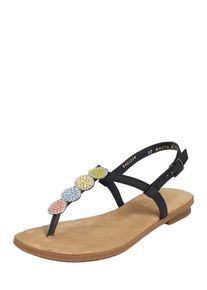 Rieker, Damen Zehentrenner, Hellblau / Gelb / Schwarz