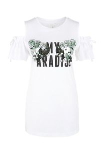 Q/S Designed By, Damen Jerseyshirt mit Cut-Outs, Grün / Schwarz / Weiß