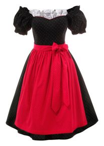HANNAH, Damen Midi Dirndl, Rot / Schwarz