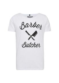Distortedpeople, Herren T-Shirt 'BB Blades Cutted Neck', Schwarz / Wei&szlig;