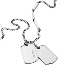 Diesel, Herren Kette 'Double Dogtags, DX1173040', Silber
