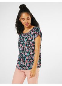 Street One, Damen Bluse 'LTD QR Felia Print', Türkis / Dunkelpink / Schwarz