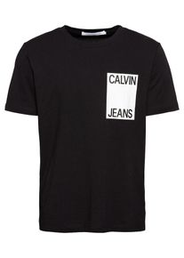Calvin Klein Jeans, Herren T-Shirt 'CALVIN JEANS BOX CHEST REG', Schwarz / Weiß