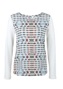 Q/S Designed By, Damen Blusenshirt, Blau / Rot / Schwarz / Weiß
