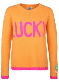 grace, Damen Strickpullover 'Lucky', Mandarine / Neonpink