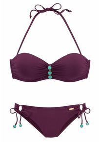 Lascana, Damen B&uuml;gel-Bandeau-Bikini, Aubergine