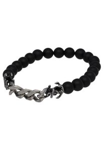 Firetti, Herren Armband 'Anker', Grau / Schwarz