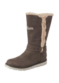 s.Oliver Junior, M&auml;dchen Winterstiefel, Hellbeige / Brokat / Wei&szlig;