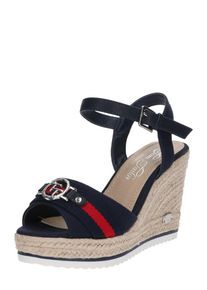 Tom Tailor, Damen Keilsandale, Beige / Navy / Rot