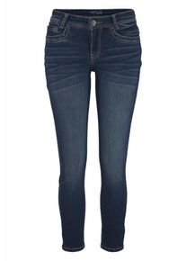 Arizona, Damen 7/8-Jeans 'Mit Fake-Zippertaschen', Dunkelblau