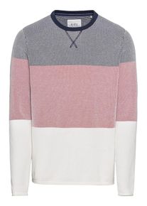 Esprit, Herren Pullover 'strip struc cn', Blau / Rot / Weiß