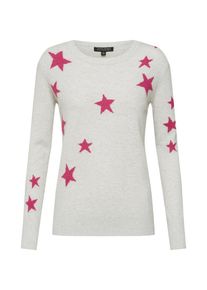 Banana Republic, Damen Pullover 'NEW WAY CREW WITH STAR INTARSIA', Hellgrau / Dunkelpink