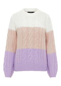 Véro Moda VERO MODA, Damen Pullover 'VMBECCA LS O-NECK BLOCK BLOUSE BOO KI', Beige / Helllila / Weiß