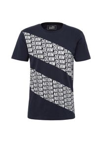 Tom Tailor Denim, Herren T-Shirt, Navy / Weiß