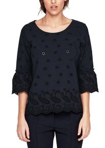 s.Oliver RED LABEL, Damen Blusenshirt mit Lochspitze, Nachtblau
