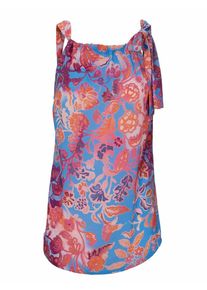 Heine, Damen Drucktop mit Bindeband, Rauchblau / Orange / Purpur