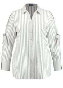 SAMOON, Damen Bluse, Rauchblau / Weiß