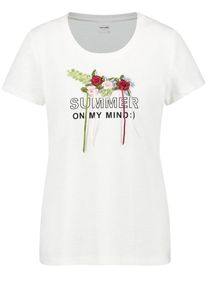Taifun, Damen T-Shirt, Grün / Rot / Offwhite