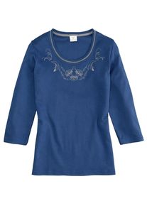 HOHENSTAUFEN, Damen Trachtenshirt mit Stickerei, Dunkelblau