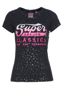 Superdry, Damen Rundhalsshirt 'CLASSIC STAR ENTRY TEE', Navy / Pink / Wei&szlig;