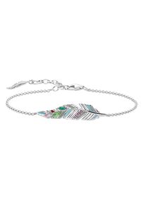 Thomas Sabo, Damen Geschwärztes Armband 'Feder' mit Zirkonia Steinen, Silber