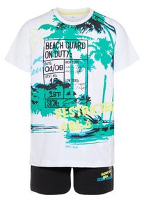 name it, T-Shirt Shorts Set, T&uuml;rkis / Schwarz / Wei&szlig;