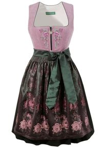 Country Line, Damen Dirndl midi mit Zipp vorne, Altrosa / Schwarz