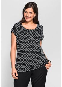sheego Class, Damen T-Shirt, Schwarz / Weiß