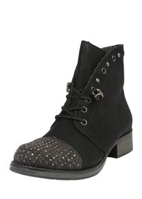 Rieker, Damen Schn&uuml;rstiefelette mit Ziersteinbesatz, Anthrazit / Schwarz