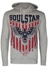 Soulstar, Herren Sweatshirt, Grau / Rot / Schwarz