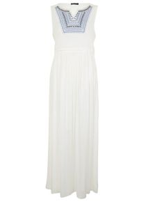 Apart, Damen Rundhals Maxikleid, Beige / Blau