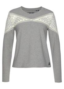 Superdry, Damen Shirt 'Zariah Lace Panel', Grau / Wei&szlig;