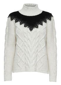 Only, Damen Pullover, Schwarz / Wollwei&szlig;