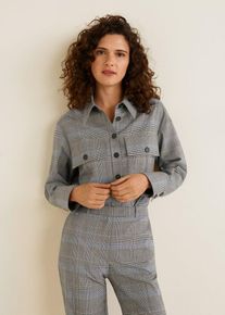 Mango, Damen Oberhemd 'Alfama', Hellblau / Hellgrau / Schwarz / Wei&szlig;