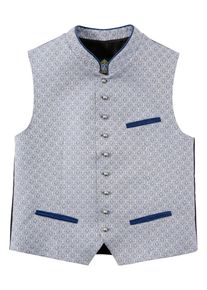 Hammerschmid, Herren Trachtengilet mit dezenter Musterung, Hellblau / Schwarz / Weiß