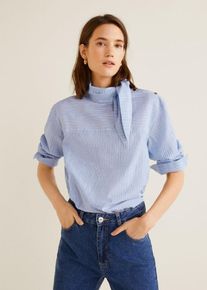 Mango, Damen Bluse 'Nudo-A', Rauchblau / Weiß
