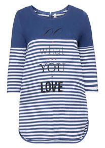sheego Casual, Damen Longshirt, Royalblau / Wei&szlig;