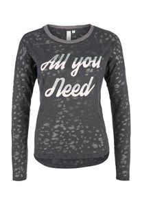 Q/S Designed By, Damen Ausbrenner-Shirt mit Glitzerdetails, Anthrazit