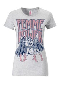 logoshirt, Damen T-Shirt 'Wonder Woman', Rauchgrau / Graumeliert / Rotmeliert