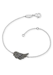 Engelsrufer, Damen Armband 'Flügel', Schwarz / Silber