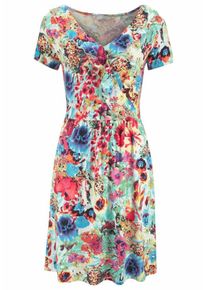 Cheer, Damen Jerseykleid, Blau / T&uuml;rkis / Pastellgelb / Rot