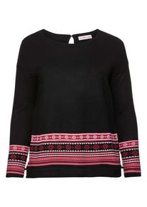 sheego Casual, Damen Rundhalspullover, Rot / Schwarz / Wei&szlig;