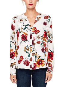 s.Oliver RED LABEL, Damen Tunikabluse, Mischfarben / Weiß