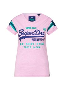 Superdry, Damen Shirt 'Shop Varsity', Blau / Grün / Rosa