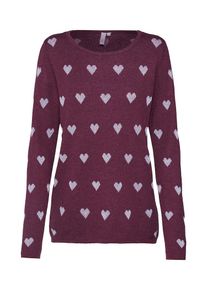 Q/S Designed By, Damen Pullover, Beere / Wei&szlig;