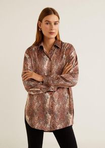 Mango, Damen Hemd 'Rachel-I', Rostbraun / Hellbraun / Dunkelbraun