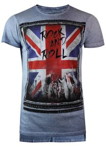 Trueprodigy, Herren T-Shirt 'Rock & Roll Unity', Blau / Taubenblau / Rot / Schwarz